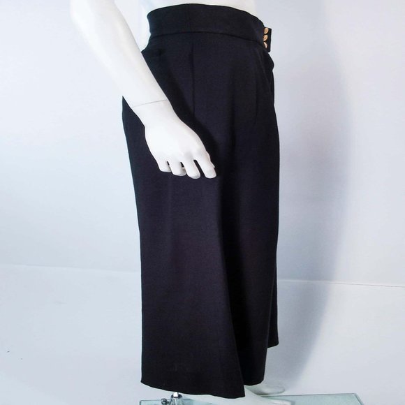 ❤️CHANEL COUTURE Palazzo Runway Wide Leg Black High Waist 5 CC Button Pan… - Picture 4 of 15